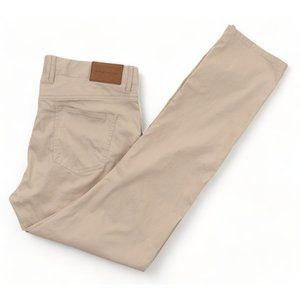 Peter Millar The Perfect Poplin Pants Men's 38 X 33 Khaki Flat Front